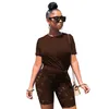 Survêtements de marque de créateurs tenues d'été pour femmes, plus la taille 4XL 5XL T-shirt à manches courtes shorts deux pièces ensembles costumes de jogging décontractés marron vêtements de sport survêtements 2923-0