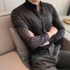 Camicie casual maschile uomini Office Top Business Elegante Business Slip Stampa a strisce morbida per la camicia delle stagioni autunnali primaverili