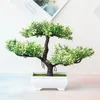 Faux Floral Greenery Artificial Plastic Plants Bonsai Small Tree Pot Fake Plant Potted Flower Home Room Table Decoration Garden Arrangement Ornaments 230823