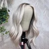 220%density White Blonde Ombre 13x4 Lace Front HUman Hair Wigs Short Wave HD Baby Hair Pre-Plucked Glueless for Woman