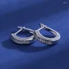 Stud Earrings Temperament Graceful U-shaped Silver Color Girl Cocktail Party Shine Cubic Zirconia Fashion Women Jewelry