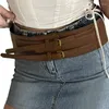 Gürtel Taillengürtel Doppelschnalle für Cowboy Cowgirl dunkelbraune Vintage Girl Waistchain Wide Oversize