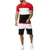 Tracki męskie mody kulturystyka w paski Striped Summer Casual Cool Fajne z krótkim rękawem Sports Graphic Tshirt Shorts Set 230823