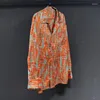 Men's Casual Shirts PFNW Summer Sunscreen Abstract Print Drape Feeling Loose Vintage Thin Silhouette Y2K Design Creativity Tops 12Z1434