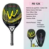 Racchette da squash 12K Racchetta da beach tennis Camewin Telaio completo in fibra di carbonio Kit olografico Feminino Masculina Trattamento superficiale scortese con borsa 230824