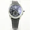 Mode Hohe Quailty Automatische Bewegung 40mm uhr Kaliber Schwarzes Zifferblatt Silber Edelstahl Leder herren Uhren Casual Dre2360