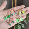 Dingle örhängen 5Pair/set Green Crystal Heart Fjäril Drop Set For Women Acrylic Flower Yin Yang Metal Earring Fashion Jewelry