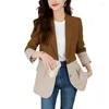 Ternos femininos Fotvotee Blazer emendado para mulheres 2023 Moda Autumn Inverno Vintage Sleeve Single Treshted Tops LOW LOW ANDO CHIC