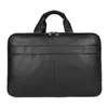 Aktetassen Vintage Big Large Coffee Black Echt lederen kantoor 15.6 '' 17 '' Laptop Executive Men aktetas Messenger Bags Portfolio