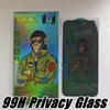 99H Premium Privacy Anti-Spy Hempered Glass Phone Screen Protector för iPhone 15 14 Pro Max 14Pro 13 13Pro 12 11 XR XS X 8 7 Plus Anti Spy Dark Full täckning