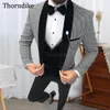 Thorndike Custom Made Houndstooth Wedding Suit For Men Black Shawl Lapel Formal Suit Set Autumn Elegant Casual Groom Tuxedos1233K