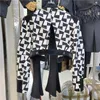 Women's Jackets Black And White Plaid Spliced Short Coat Women 2023 Spring Pu Jacket Girls Top Pocket Motorcycle