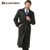 Herren Trench Coats Schwarze Mantel Männer lässig pu schlank weiche lange Mantel -einzelne Breaceed Mens Jacken Casaco Maskulino Hochwertige Größe M4xl 230823