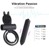 Vibrators 10 Speed Cock Vibrerende Penis Dual Ringen Stimulator Mannelijke sex Vertraging Ejaculatie Erotische speeltjes voor Mannen Paar Vrouwen 230824