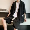 Tracksuits voor heren Men Summer Suits Man's Casual Loose Short 2 Pieces Sets Sets Ice Silk Midshirts en Shorts Male Luxury Fashion Clothing 230823