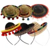 6 Pcs Mexican Sombrero Mexico Hats Hairband Headband Party Decor Fiesta Decorations Polyester Child Fabric HKD230823