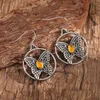 Brincos de bronzeado resina de borboleta tribal Butterfly Drop Big Hollow redonda de cor prata de prata para mulheres