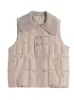 Gilets pour femmes Marque Solide Hiver Pan Boucle Tricoté Vestes De Revers Pour Femmes 2023 Fermeture À Glissière Chaud Gilet Imperméable Sans Manches Vers Le Bas Cotten Manteau