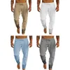 Homme tout assorti respirant pantalon couleur unie cordon Multi poche pantalon coton-lin Long homme pantalon CalA MasculinaLF20230824.