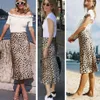 Femmes léopard imprimé décontracté long soir robe de cocktail mini jupette244j