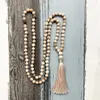 Catene Collana romantica con nappe rosa regalo per lei 108 perline Energy Sunstone Mala Boho annodato gioielli yoga donne13221