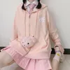 Felpa con cappuccio da donna con cappuccio da donna con cappuccio con cappuccio con cappuccio zip up harajuku ricamato di orso divertente top carini 2023 maniche lunghe coreane