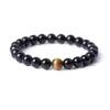 8mm Bright Black Natural Stone Tiger Eye Elasticity Bracelet For Women Men Couple Jewelry