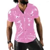 Erkekler Sıradan Gömlek Moda Trend Erkekler Kısa Kollu Dönüş Gömlek Bluz Üstleri Cep Partisi Kulüp Giymecesi Aşırı Sporları 7xl