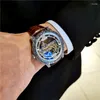 Relógios de pulso aokulasic moda automática relógios mecânicos masculos design clássico Business Hollow Waterproof Watch Men 2023