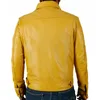 Herrenjacken gelbe Premium -Jacke authentische Schaffell Leder Casual Motorrad europäische und amerikanische Modetrends