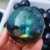 Figurine decorative 1pcs naturale Madagascar Labradorite Quarzo Crystal Sphere Ball Healing Gemstone