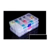 Caixas de jóias 15 grades transparentes slots ajustáveis ​​Box armazenamento de armazenamento de plástico entrega de gotas de plástico Pacote de embalagem OTFWG
