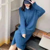 Casual Dresses Plus Size 5XL 150kg Women Knitted Maxi Dress Autumn Elegant Ribbed Long Sleeve Bodycon Ladies Streetwear