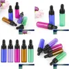 Garrafas de embalagem por atacado azul verde roxo vermelho âmbar mini vidro 5ml amostra pipeta frasco giratário com tampas pretas prontas para enviar gotas dhdv1