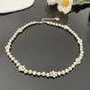 Choker Korean Niche Design Pearl Color Mosaic Flower Necklace