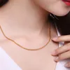 Correntes 100 Real Pure 925 Sterling Silver 18K Color Gold Clavicle Colar para mulher Alta qualidade Chain Chaker Jóias Luxo