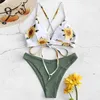 Da bagno da bagno da bagno girasole stampato in bikini set sexy women mujer push up up imboding bibicini bagni costume da bagno con bandage raduna il costume da bagno 2023