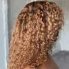 Mezzo ombre Golden Blonde 360 ​​parrucca frontale in pizzo trasparente con peli per bambini rimbalzanti curly 100% remy capelli umani 13x6 parrucca in pizzo