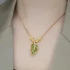 Подвески подлинные 18 -каратные золотые бриллианты гинкго подвесные ожерелья для женщин простые цирконы шеи