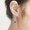 Brincos de Dangle Boeycjr S925 Prata 7A Zircão Sapphire Pear 6x8mm Jóias Finas Elegantes para Mulheres