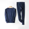 Women's Sleepwear TU03 Men's Autumn Clothes And Long Pants Suit Bottoming Shirt Silk Patch German Velvet Thermal Underwear Line