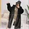 2023 New Women Women Winter Faux Pur Coat Capuzes Casacos de pele longos grossos Pray fêmea solta sobretola solta