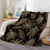 Filtar Golden Maple Oak Leaves Fleece Throw Filt Flanell Svart filtar Varma fluffiga mysiga mjuka sängkläder för bäddsoffa heminredning R230824