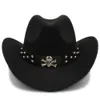 Sboy Hat's Men Word Western Cowboy Hat Rullup Brim Gentleman Dad Джаз конной сомбреро Hombre Cap размер 5658 см. Кожаный ремень 230823