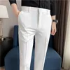 9 Kolor letni moda męskie spodnie Pure Color Business Formal Pants Slim Fit Office Mens Wedding Social Kids Długie spodnie 20230824.