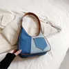 Bolso de mezclilla con textura de Color en contraste para axila, bolso versátil de un hombro para mujer, nuevo estilo de otoño, bolso de media luna