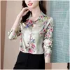 Women's Blouses Shirts 2022 Damesontwerper Witte Luxe zijden zijd shirt Vintage Lapel Casual Lady Office Button Down Dhge3