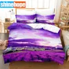 Bedding sets Purple Bedding Sets Lavender Blue Sky Duvet Cover For Woman Bed Fashion Quilt Cover With Pillowcase Double Size Bed Set 230823