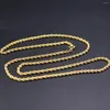 Chains Real 18K Yellow Gold Rope Link Chain Men Women 2mm Width Necklace 45cm/17.7inch Stamp Au750