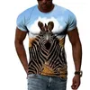 Herren T-Shirts hübsche Männer von Männern 3DT-Shirt Hip-Hop Tier Zebra Musterpersonalität Mode O-Neck Tees Sommerstraße lässige Kurzärmel-Tops